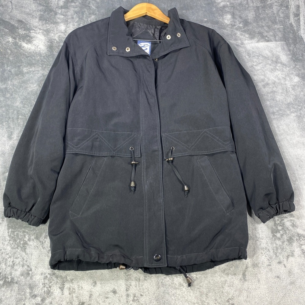 Vintage Braetan Womens Medium Black Parka Coat Lace Up Back Drawstring Goth 90s